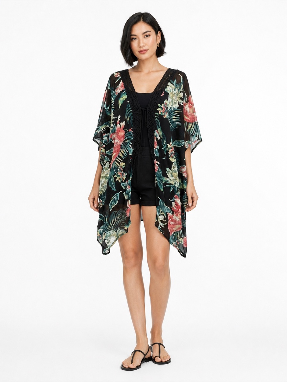 Royal Paisley Tropical Floral Kimono Swimsuit Cover-up Size OSFM